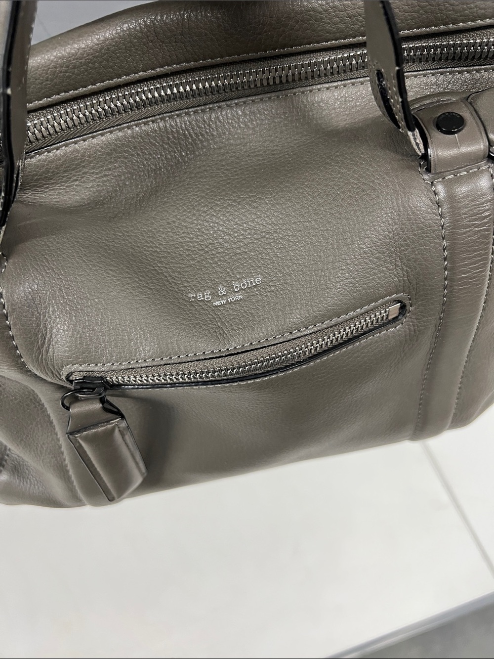 Rag & Bone Leather Crossbody Satchel in Olive Gray - Picture 2 of 16